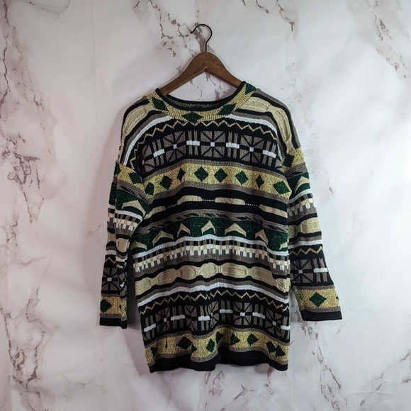 Vintage 3D Knit Sweater Size XL 90s Texture Cosby Coogi Inspired Ugly Christmas - Picture 1 of 12